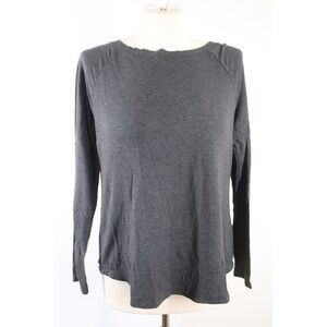 Beyond Yoga S Gray Soft Modal Stretch Elbow Patch Raglan Long Sleeve Top